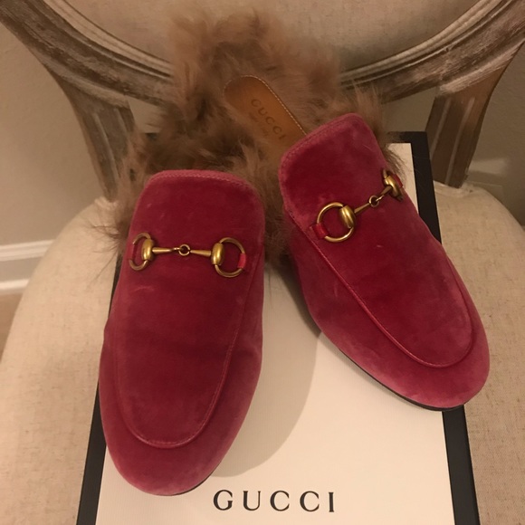 Gucci Princetown Velvet Mules w Fur; size 36.5 - Picture 1 of 8